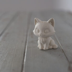 Cirmos gipsz cica dekoráció natúr kézműves macska figura minimalista stílus