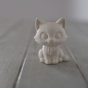 Cirmos gipsz cica figura aranyos macska dekoráció natúr gipszből