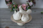 gipsz tyúk és kakas dekoráció szett húsvéti asztaldekor natúr figurák