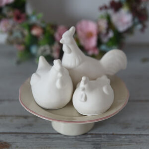 gipsz tyúk és kakas dekoráció szett húsvéti asztaldekor natúr figurák