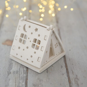 éjjeli fénysátor gipsz mécses házikó gyerekszoba éjjeli fény csillag és hold mintával